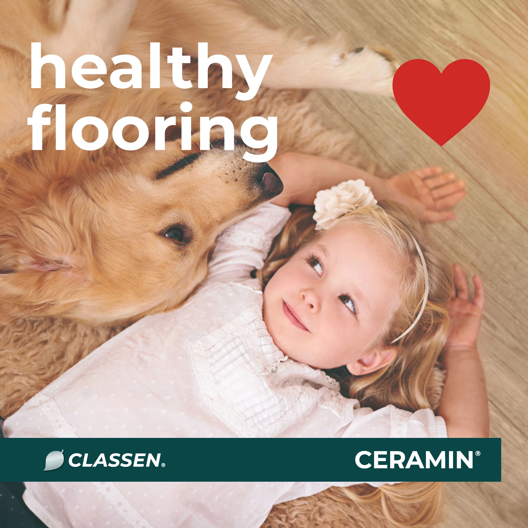 Diea s pskom leiaci na healthy flooring podlahe CERAMIN od spolonosti CLASSEN